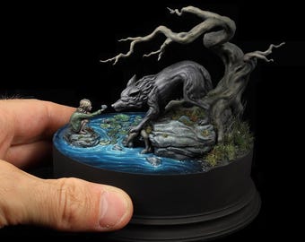 Painting Tutorial - Wolf and Girl Diorama