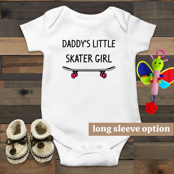 Daddy's Little Skater Girl Baby Bodysuit, Future Skating Buddy, Funny Baby Clothes, Skate Baby Outfit, Skateboarding Baby, Baby Announcement
