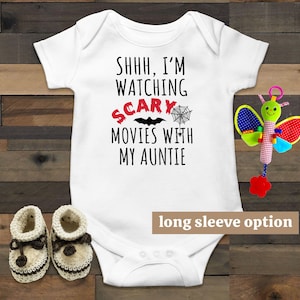 Scary Movie Baby Outfit, Funny Baby Bodysuit, Halloween Baby Outfit, Auntie Baby Clothes, Horror Baby Clothes, Spooky Baby Announcement