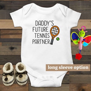 Tennis Baby Bodysuit, Daddy's Future Tennis Partner, Doubles Partner, Funny Baby Clothes, Sports Baby Outfit, Tennis Star, Baby Announcement