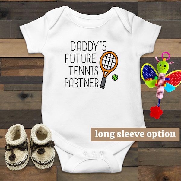 Tennis Baby Bodysuit, Daddy's Future Tennis Partner, Doubles Partner, Funny Baby Clothes, Sports Baby Outfit, Tennis Star, Baby Announcement