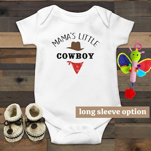 Mama&#39;s Little Cowboy Baby Bodysuit, Cowboy  Baby Clothes, Funny Baby Clothes, Cute Baby Outfit, Rodeo, Western, Country, Baby Announcement