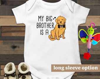 My Big Brother Is A Golden Retriever Baby Bodysuit, Dog Baby Clothes, Sibling Baby Outfit, Best Friend, Personalized Gift, Baby Announcement