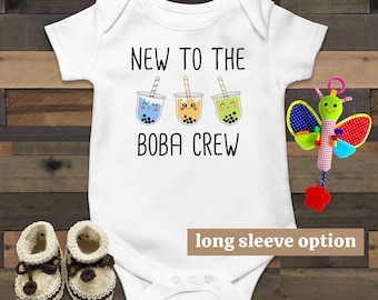 Boba Baby Outfit, New To The Crew, Funny Baby Bodysuit, Bubble Tea, Boba Tea, Cu-Tea, Food Baby Clothes, Asian, Hipster, Baby Announcement