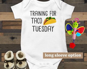 Training For Taco Tuesday, Taco Baby Clothes, Food Baby Outfit, Funny Baby Bodysuit, Mexican Baby, Baby Announcement Taco Bout Cute, Nacho