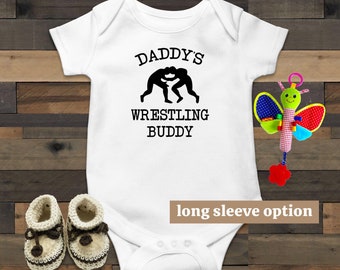 Wrestling Baby Bodysuit, Daddy's Wrestling Buddy, Funny Baby Clothes, Cute Baby Outfit, Future Wrestler, Baby Announcement, Newborn Outfit