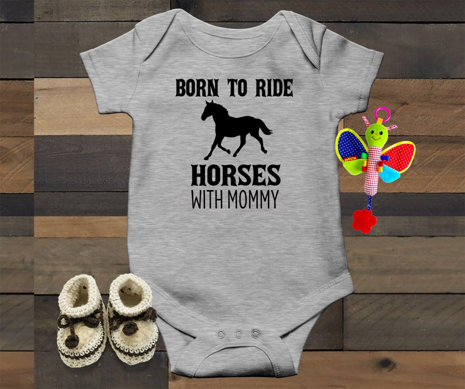 Born To Ride Horses With Mommy Baby Bodysuit Funny Baby Etsy