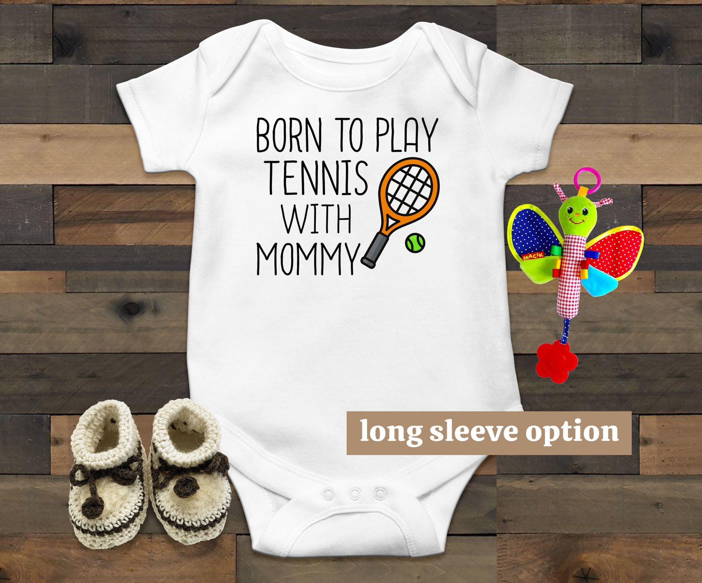 Body Bébé 'Born To Play Tennis With My Mommy' - Coton Biologique, 0-24 Mois, Drôle Et Confortable