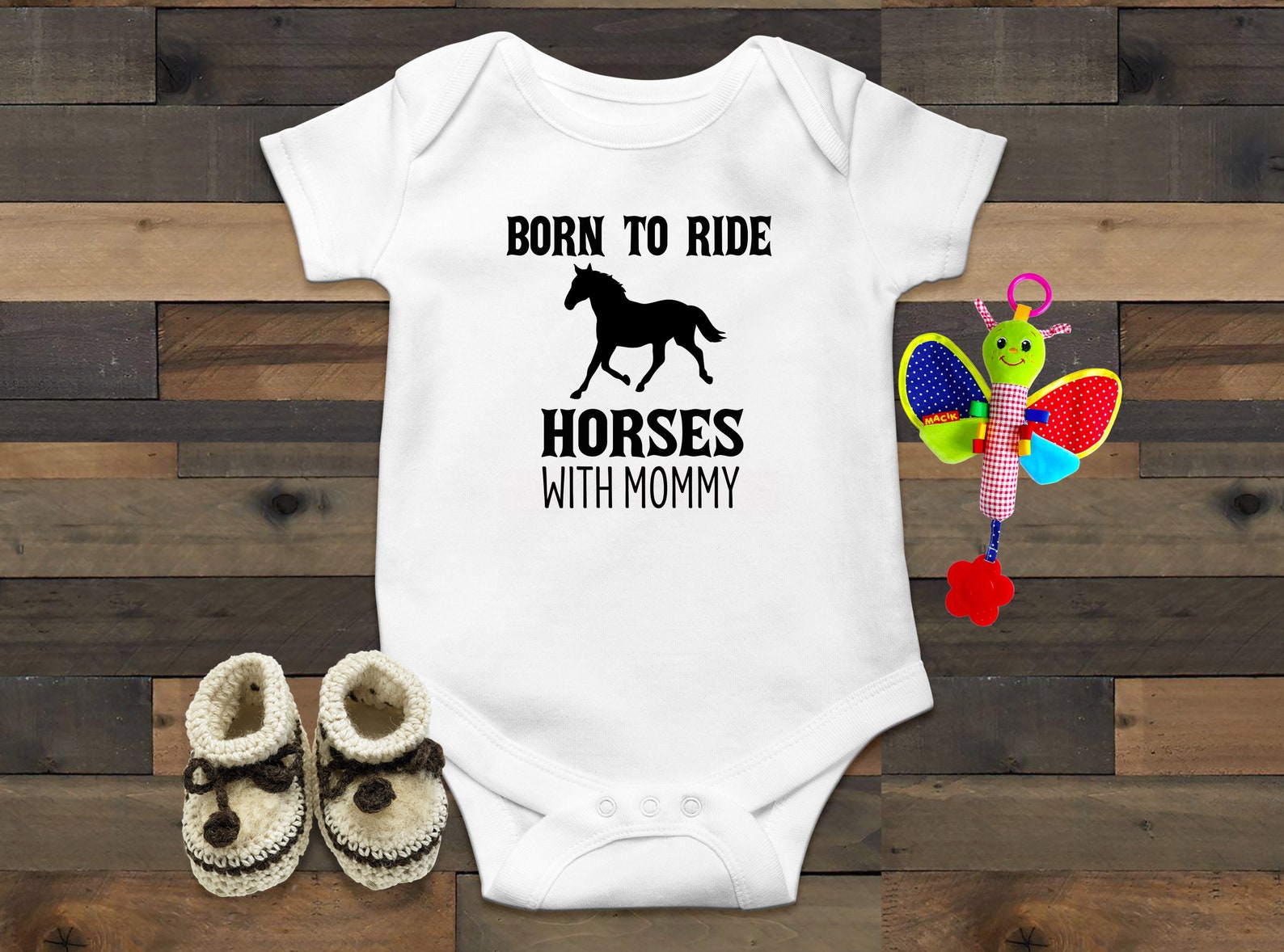 Born To Ride Horses With Mommy Baby Bodysuit Funny Baby Etsy