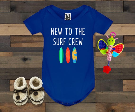 Surf Crew Baby Bodysuit, Surfboard Baby, Funny Baby Clothes, Cute
