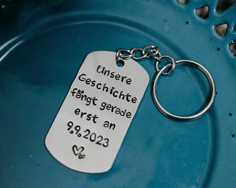 Personalized Stainless Steel Keychain, Custom Hand Stamped Keyring