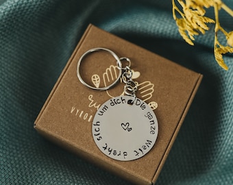 Personalized Stainless Steel Keychain: Hand-Stamped Custom Metal Keyring