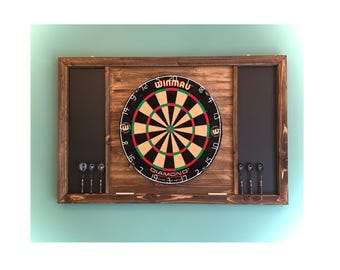 Handcrafted solid wood Rustic Wood Dartboard Surround with Dart Storage, customisable