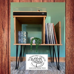 Record Player Stand Handcrafted Turntable cabinet with Vinyl Record Storage, Vinyl Record Holder & LP Storage Unit CUSTOMISED Sizes/Colours