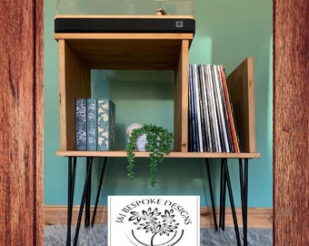 Record Player Stand Handcrafted Turntable cabinet with Vinyl Record Storage, Vinyl Record Holder & LP Storage Unit CUSTOMISED Sizes/Colours