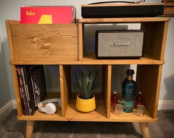 Record Player Stand Handcrafted Turntable Station with Vinyl Record Storage, Vinyl Record Holder & LP Storage Unit CUSTOMISED sizes/colours