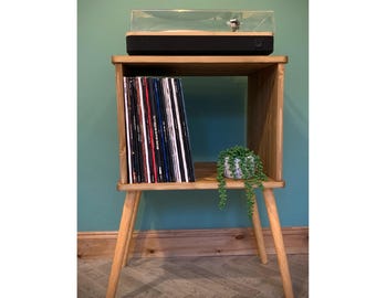 Record Player Stand Handcrafted Turntable Station with Vinyl Record Storage,  Minimalist Design, LP Storage Unit CUSTOMISED sizes/colours