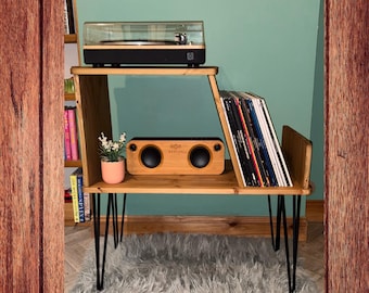 Record Player Stand Handcrafted Turntable cabinet with Vinyl Record Storage, Vinyl Record Holder & LP Storage Unit CUSTOMISED Sizes/Colours