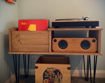 Record Player Stand Handcrafted Turntable cabinet with Vinyl Record Storage, Vinyl Record Holder & LP Storage Unit CUSTOMISED Sizes/ Colours