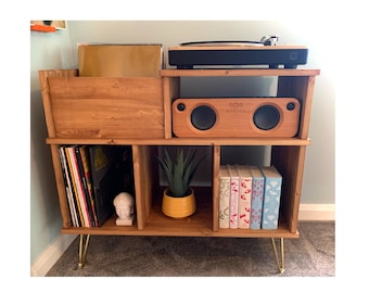 Record Player Stand Handcrafted Turntable cabinet with Vinyl Record Storage, Vinyl Record Holder & LP Storage Unit CUSTOMISED Sizes/ Colours