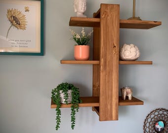 Solid Wood Wall Mounted Shelving Unit / Plant Stand / Display Unit