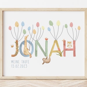 GUEST POSTER fingerprint animals | Guestbook | Name poster | Baptism | Enrollment | Date | personalized | 20x30 | 30x45