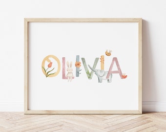 NAME POSTER ANIMALS | individual letters | birth poster | name poster | children's room | personalized | 20x30 | 30x45