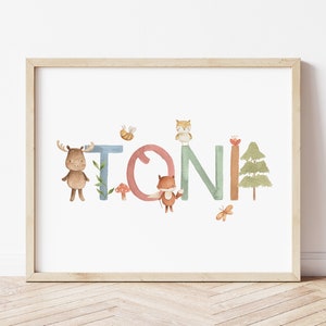 NAMENSPOSTER WALDTIERE | individuell Buchstaben | Geburtsposter | Poster Name | Kinderzimmer | personalisiert | 20x30 | 30x45