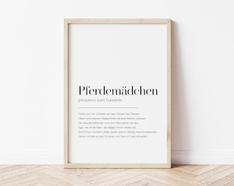 PFERDEMÄDCHEN Definition Poster | Quote | Duden | Wandbild oder digitale Datei