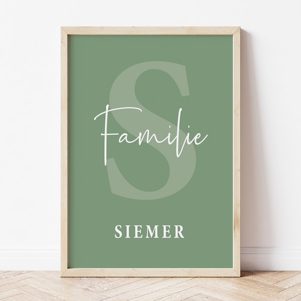 Familienposter Initialien | Nachname | personalisiert |