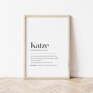 CAT Definition Poster | Quote | Velvet Paw | Duden | 5 Formats | digital file