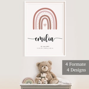 REGENBOGEN Posterbild | Geburtsposter | Namensposter | personalisiert | 20x30 | 30x45 | 40x60 | 50x75 | Wandbild | Fotoabzug