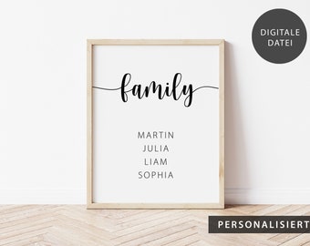 FAMILY Poster | personalisiert | alle Namen | Poster oder digitale Datei
