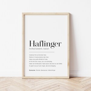 HAFLINGER Definition Poster | Hafie | Duden | digital file | 5 formats