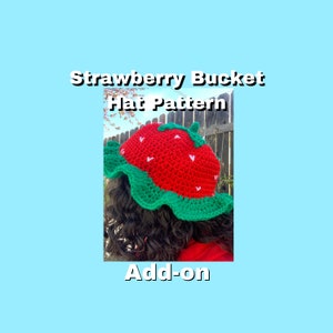 Crochet Adult Strawberry Bucket Hat Pattern (ADD-ON), Downloadable PDF