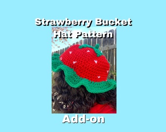 Crochet Adult Strawberry Bucket Hat Pattern (ADD-ON), Downloadable PDF