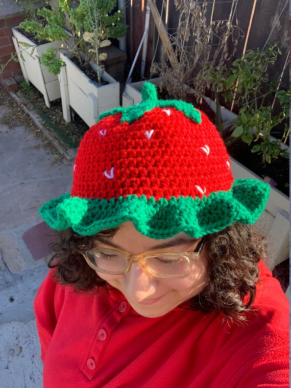 ORDER Crochet Strawberry Bucket Hat 