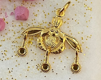 Pendentif grec 14k Or massif Abeille minoenne, collier minimal, Abeille Malia, Abeille minoenne