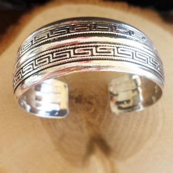 Silver bracelet/ Meander Bangle/ Greek Mythology - image 1