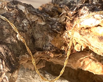 Solid 14k Gold Singapore Knit Chain. Ladies Gold Chain. Italy Chains.