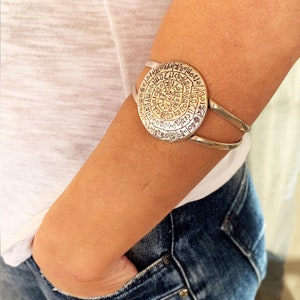 Phaistos disc Silver Bracelet/ Traditional bangle/Ancient jewelry/ boho bangle