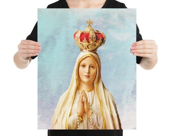 Our Lady of Fatima Virgin Mary Catholic Painting Poster
