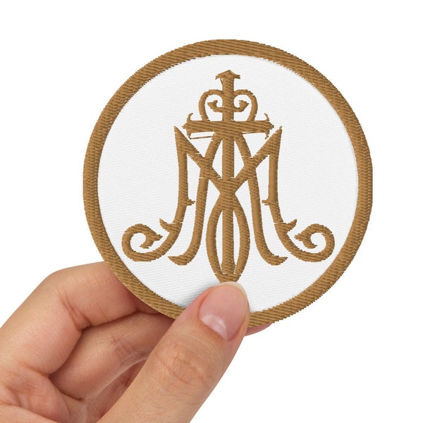 Virgin Mary Monogram Auspice Maria Catholic Embroidered patches