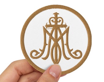 Virgin Mary Monogram Auspice Maria Catholic Embroidered patches