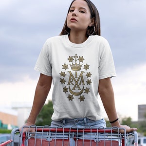 Virgin Mary Maria Insignia Miraculous Medal Catholic Short-Sleeve Unisex T-Shirt