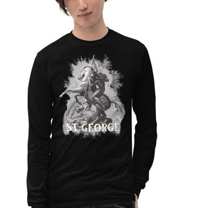 Saint George Dragon Slayer Knight Catholic Men’s Long Sleeve Shirt