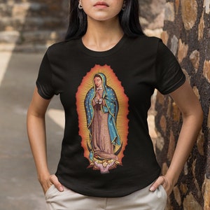 Nuestra Señora de Guadalupe Virgen María Católica Camiseta de manga corta unisex