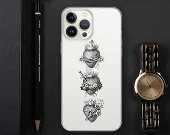 Hearts of the Holy Family Sacred Heart Immaculate Heart Pure Heart iPhone Case