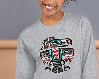 Northwest Pacific Haida Tlingit Native Raven Totem Unisex Sweatshirt