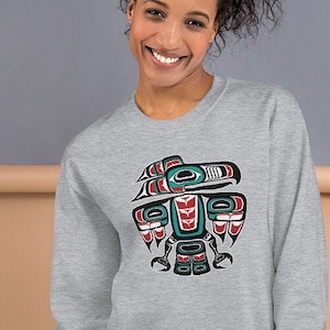 Northwest Pacific Haida Tlingit Native Raven Totem Unisex Sweatshirt